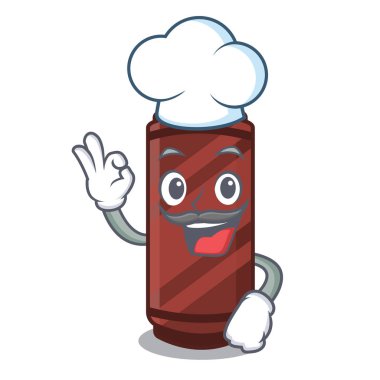 Şef kahverengi boya kalemi maskot ile izole