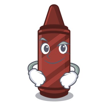 Maskot ile izole kahverengi boya kalemi sırıtan