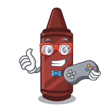 Karikatür sütununda Oyuncu kahverengi boya kalemi