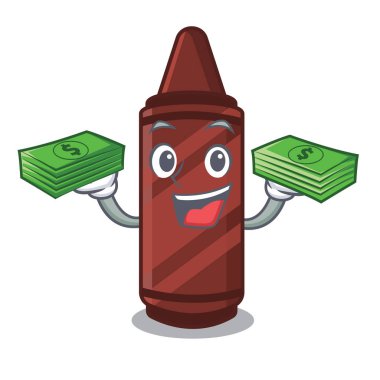 Karikatür köşesinde para çantası kahverengi boya kalemiyle