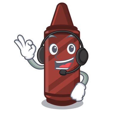 Çizgi film şeklinde kulaklık kahverengi boya kalemiyle