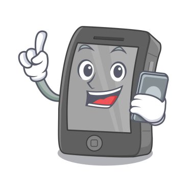Maskot çantasındaki telefon ipad ile