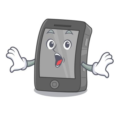Ahşap bir karikatür masada sürpriz ipad