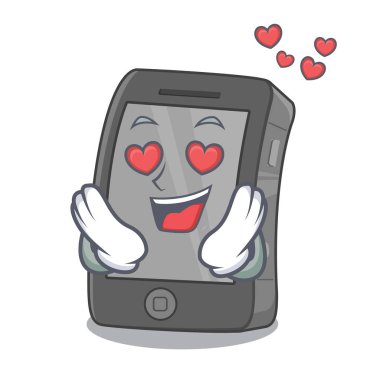 Ahşap bir karikatür masada aşk ipad olarak