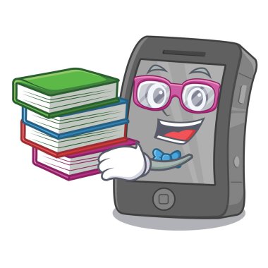 Bir karikatür şeklinde kitap ipad ile Öğrenci
