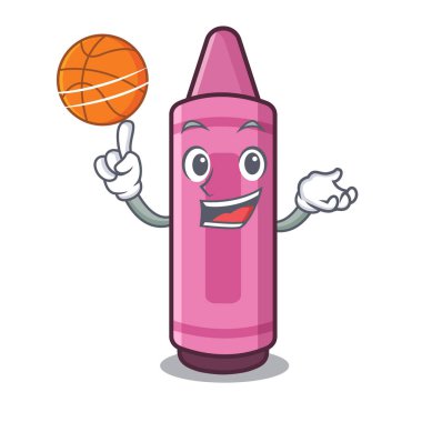 Maskotun içine izole edilmiş pembe boya kalemiyle.