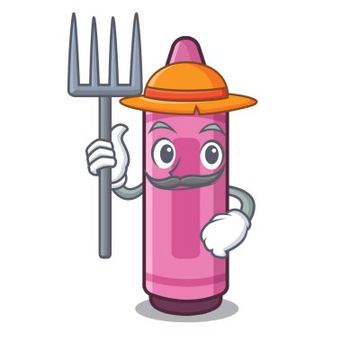 Çiftçi pembe boya kalemi maskot izole