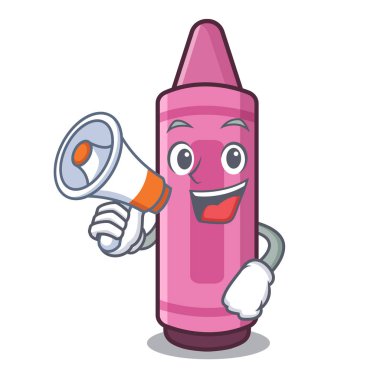 Maskotun içinde izole edilmiş pembe boya kalemiyle.