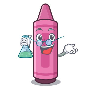 Karikatür okul çantası nda Profesör pembe boya kalemleri