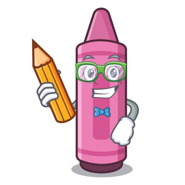 Karikatür okul çantası öğrenci pembe boya kalemleri