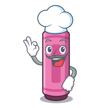 Karikatür okul çantasında Şef pembe boya kalemleri