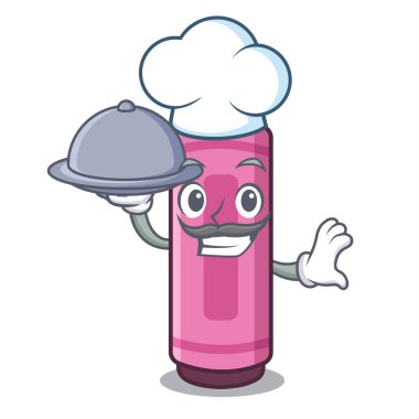 Karakter şeklinde gıda pembe boya kalemleri ile Şef