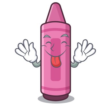 Karikatür okul kitabı üzerinde dil dışarı pembe boya kalemi