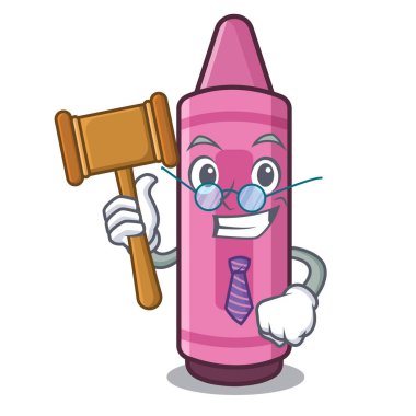 Karikatür okul kitabı üzerinde Yargıç pembe boya kalemi