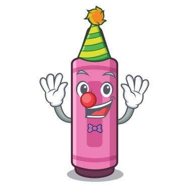 Karikatür okul kitap yukarıda Palyaço pembe boya kalemi