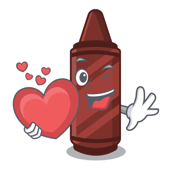 Con crayón marrón corazón en la columna de dibujos animados — Vector de stock