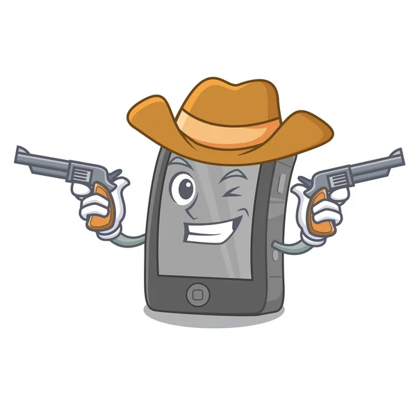 Cowboy iPad i en maskot väska — Stock vektor