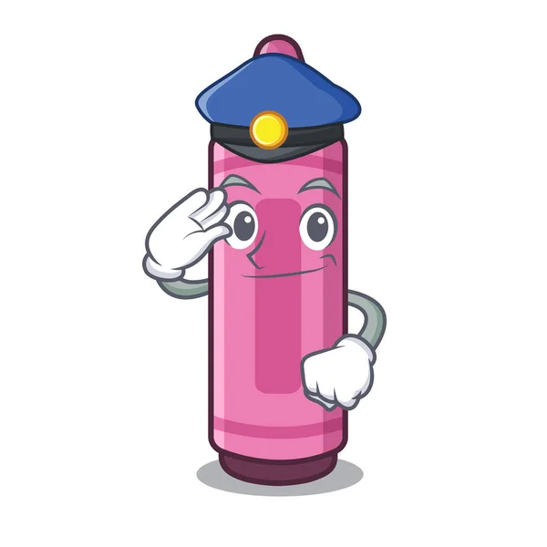 Police pink crayon isolated in the mascot — Stock Vector