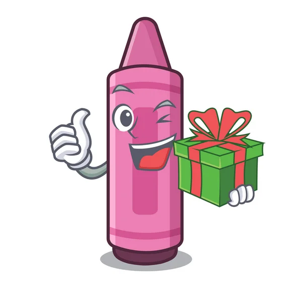 З подарунковими рожевими олівцями у формі персонажа — стоковий вектор