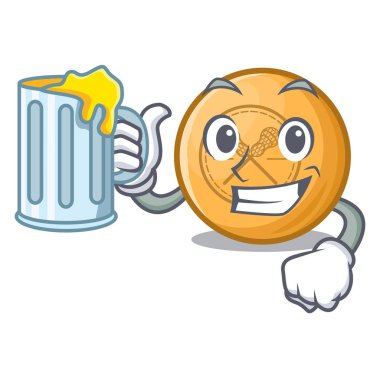 Maskot şeklinde bir lakros topuyla.