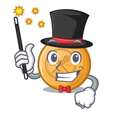 Ahşap karikatür masa üzerinde Sihirbaz lakros topu