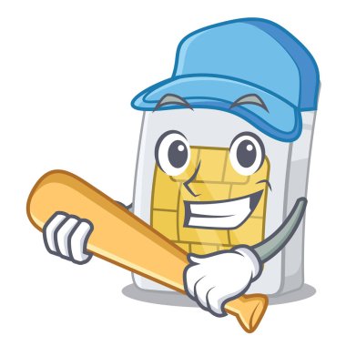 Telefonda beyzbol simcard oynamak bir karikatür