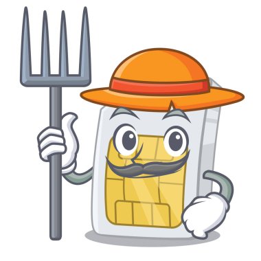 Telefon çiftçi simcard bir karikatür