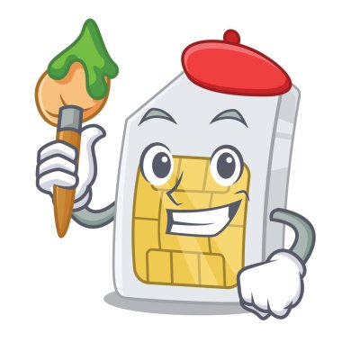 Telefon sanatçı simcard bir karikatür