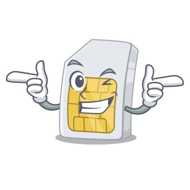 Karakter biçimindeki simkart göz kırp