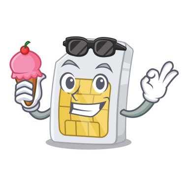 Karakter şeklinde bir dondurma simkartıyla.