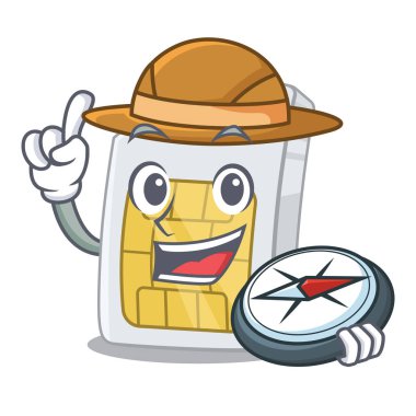 Explorer simcard karikatür ile izole
