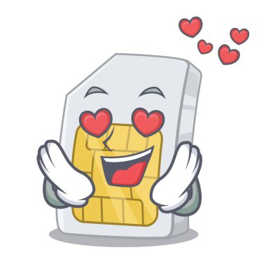 Aşk simcard karikatür ile izole