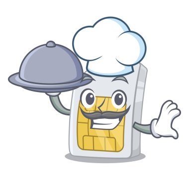 Karikatür ile izole gıda simcard ile Şef