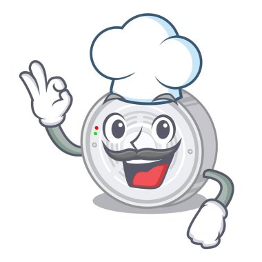 Şef duman dedektörü maskot ile izole