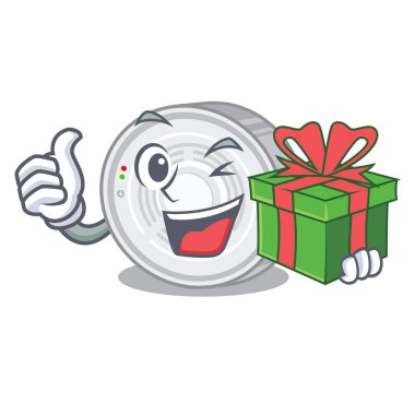 Çizgi film şeklinde hediye duman dedektörüyle.