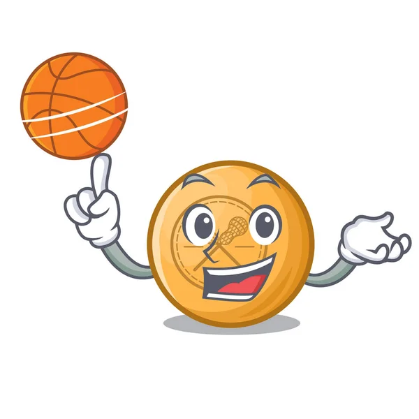 С баскетбольным мячом для лакросса, изолированным с персонажем — стоковый вектор