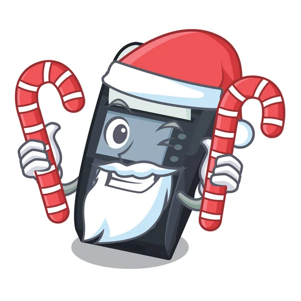 Weihnachtsmann mit Bonbon-Edc-Maschine auf der Charakterkarton — Stockvektor