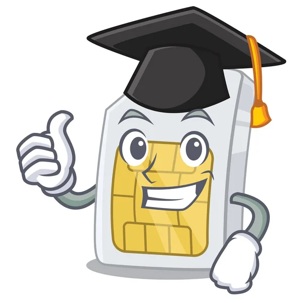 Graduación simcard en la forma de un personaje — Vector de stock