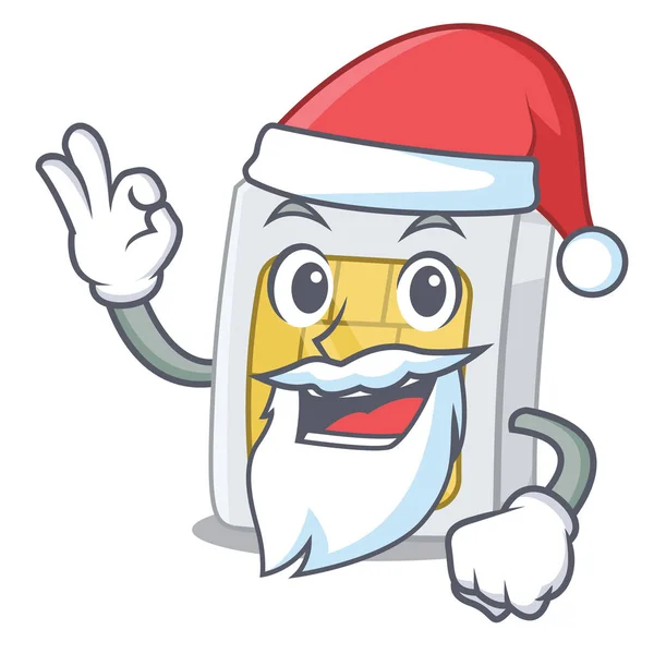 Santa simcard dans le portefeuille d'une mascotte — Image vectorielle