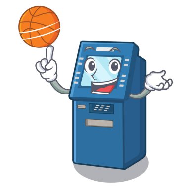 Basketbol ATM 'si maskotla izole edilmiş.