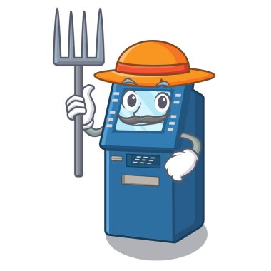 Çiftçi Atm makine maskot ile izole