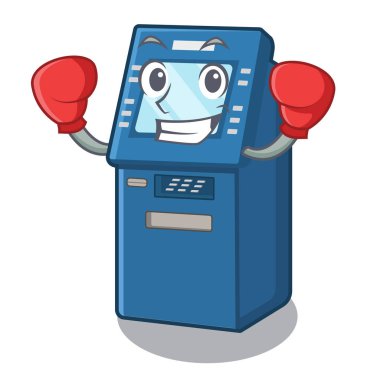 Boks Atm makine maskot ile izole