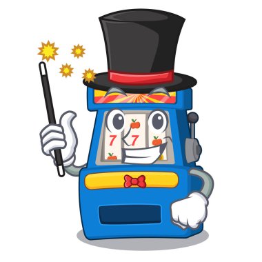 Sihirbaz slot makinesi karikatür duvara bağlı
