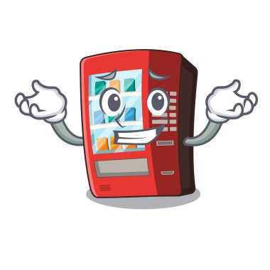Maskot ile izole sırıtan otomat