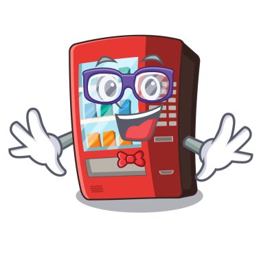 Geek otomat maskot ile izole