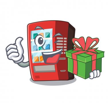 With gift vending machine next to character door