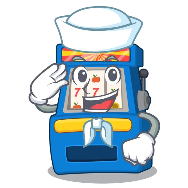 Sailor slot maskin i maskot form — Stock vektor