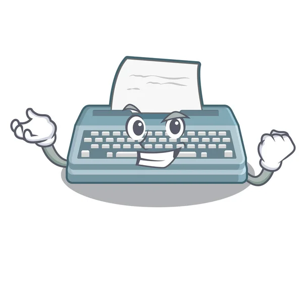 Erfolgreiche Schreibmaschine isoliert mit im Cartoon — Stockvektor
