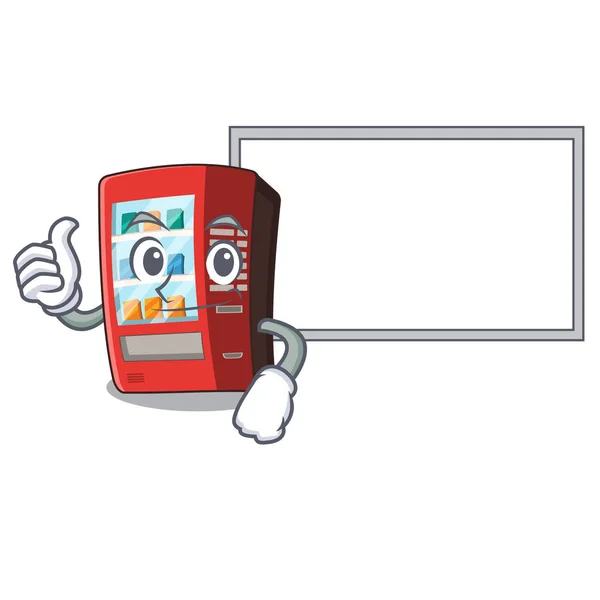Karikatür şeklinde tahta otomat ile Thumbs up — Stok Vektör