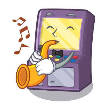 Maskot masasının yanındaki trompet atari makinesiyle